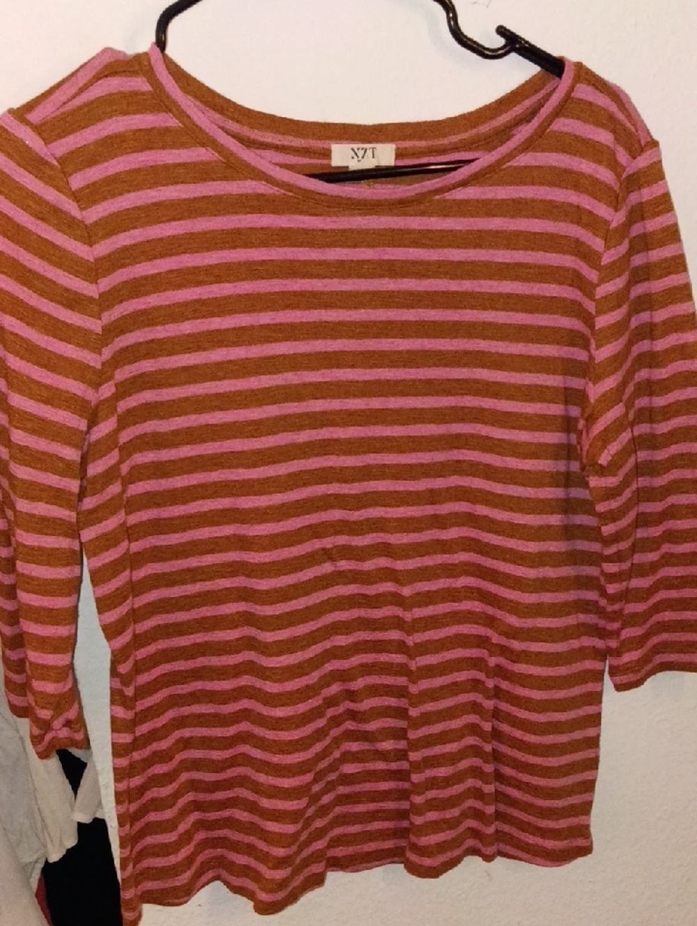 NZT Striped Pink and Brown Knit Top